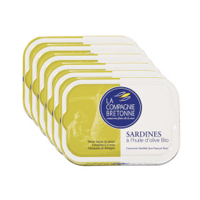 Sardines à l'huile d'olive bio - lot de 6